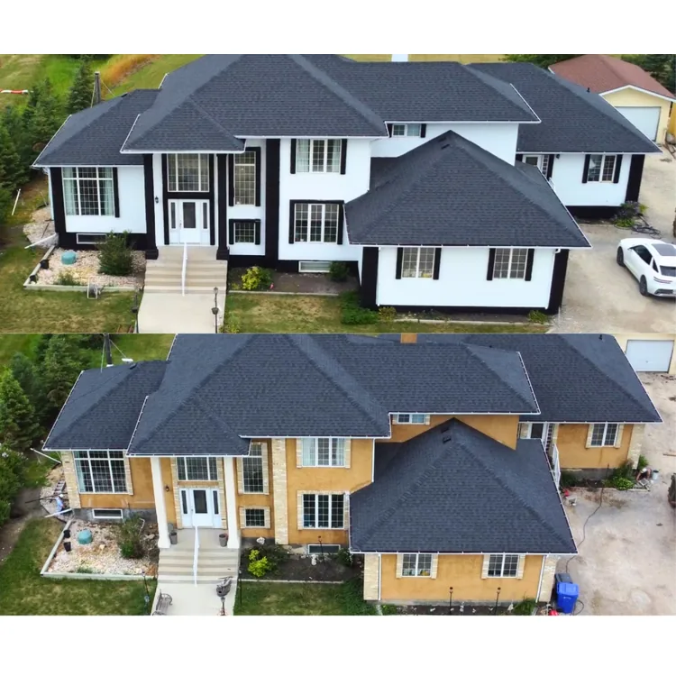 Before and after exterior house painting on a Houston-area home, showing how a full repaint holds up in Gulf Coast weather