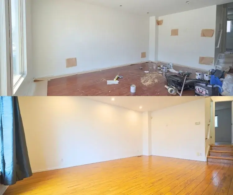 Drywall repaired and repainted to a smooth, seamless interior wall finish in Houston, TX